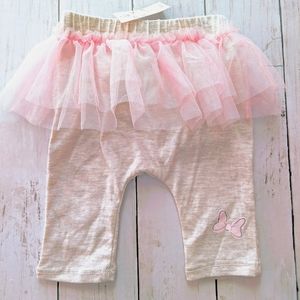 Disney Baby Mini Mouse Tutu Pants Pull on Elastic Waist NEWBORN Pink/Beige